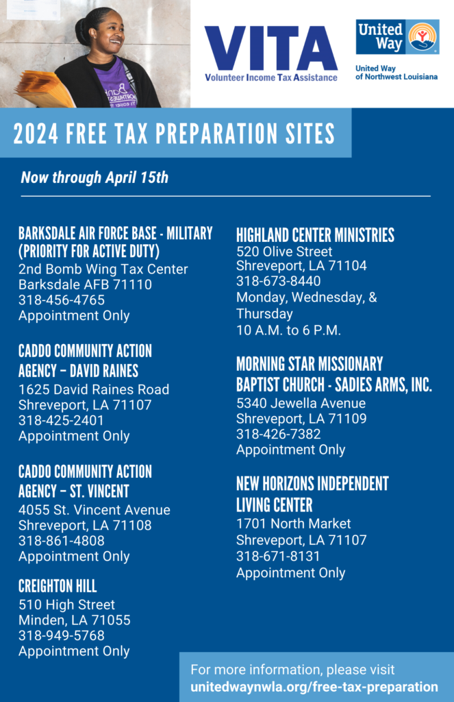 Free tax preparation - Shreveport Bossier